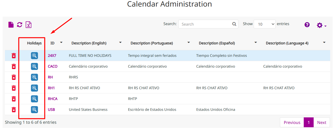 Acessando os feriados do calendário