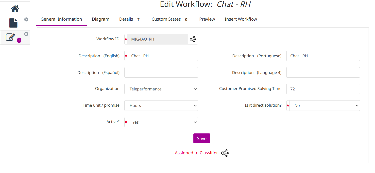 Edição de Workflow — Informações Gerais